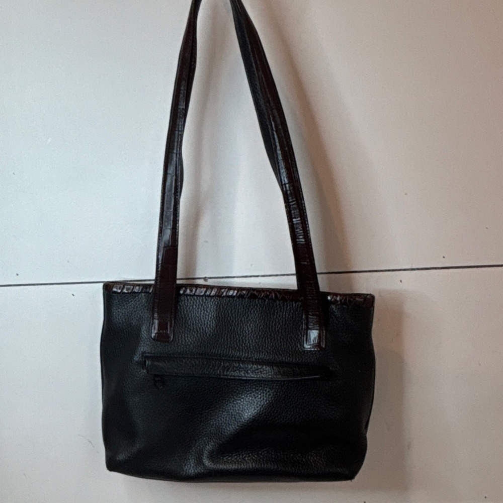 Brighton Black Pebbled Shoulder Bag with Silver Hardware and Shoulder Strap - Picture 2 of 10